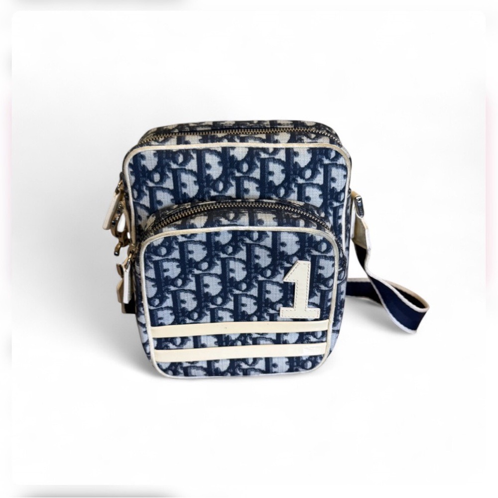 Christian Dior Trotter Monogram Messenger Bag Blue Adiorable Crossbody Vintage